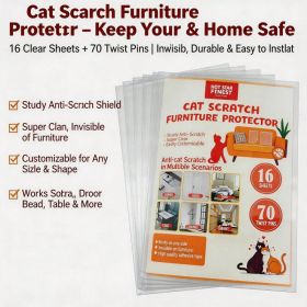 Cat Scratch Furniture Protector Set 16 Clear Sheets, Incldes 8 Sheets Of 279 358mm And 8 Sheets Of 140 358mm, 70 Twist Pins, Invisible Anti Scratch Gu