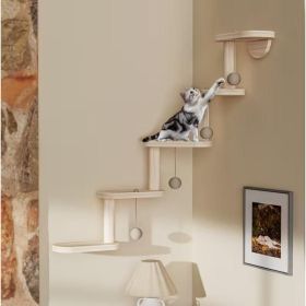 DIY Modular Cat Wall Climbing Frame, 4 Cat Balls, Multi-tiered Cat Tree, Wall-mounted Space-saving Indoor Cat Climbing Frame, Cat Play And Activity Ce