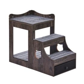 VEVOR Pet Bunk Bed with Stairs Dog/Cat Window Perch with Storage Indoor Gray