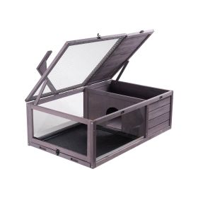 VEVOR Tortoise Habitat Wooden Tortoise House Indoor & Outdoor 2-Room 38x24x13in