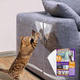Anti Cat Scratch Protector 12 Pack, 6 Sheets Of 279 358mm And 6 Sheets Of 140 358mm, Single Side Couch Protector, Self Adhesive Cat Tape, Clear Scratc