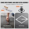 Shower Curb Kit, 60"x48" Shower Pan Kit with 2" ABS Central Flange, Waterproof Membrane, Stainless Steel Grate