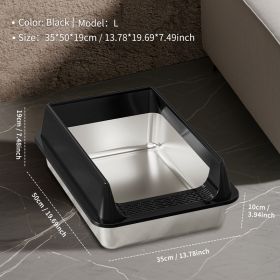 Only Self Pickup---Stainless Steel Cat Litter Box (Option: L10  Black LSJ1)