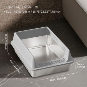 Only Self Pickup---Stainless Steel Cat Litter Box (Option: XL10  Grey LSJ1)