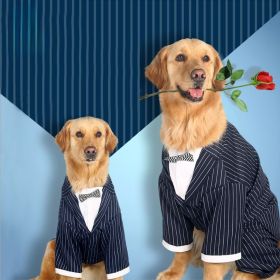 Pet clothes Big dog striped bow tie suit Dog clothes Pet supplies (Color: Stripe tie suit, size: 5XL)