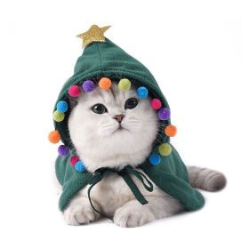 Christmas Cat's cloak; cat decorations; cat costume cat clothing Christmas Halloween Cat's cape (Color: Green, size: M)